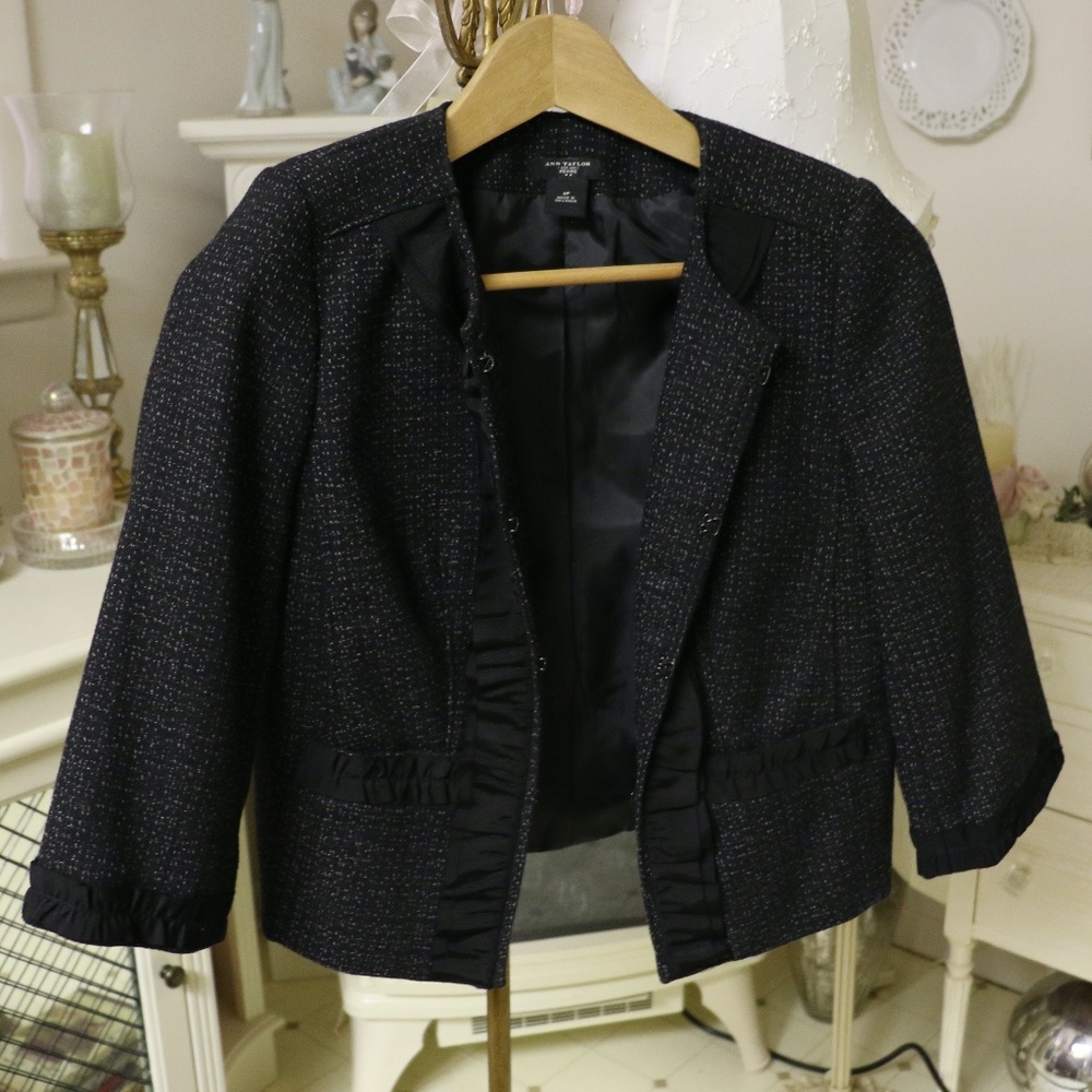 Ruffled Black Ann Taylor Blazer